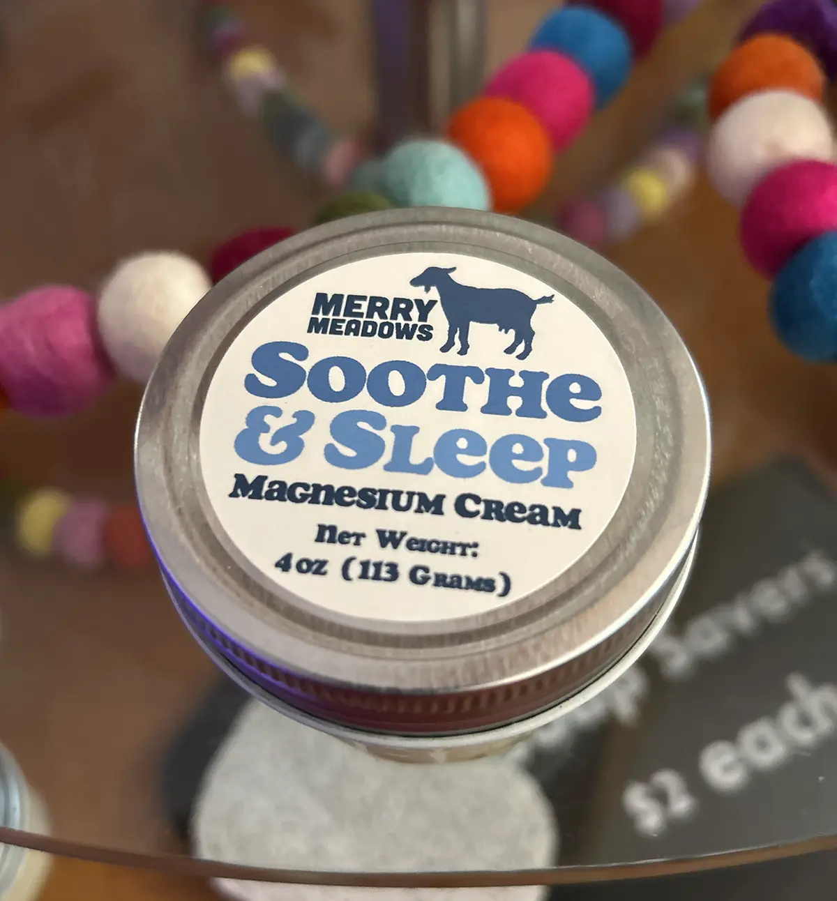 Merry Meadows Sooth & Sleep Magnesium Cream jar